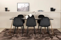 Spisegruppe Petra & Polar 190 x 90 + spisestol 2-pakk – svart