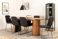Spisestol Muce & Bianca 2-pakk – svart + Spisebord ovalt 200 x 90 – valnøtt