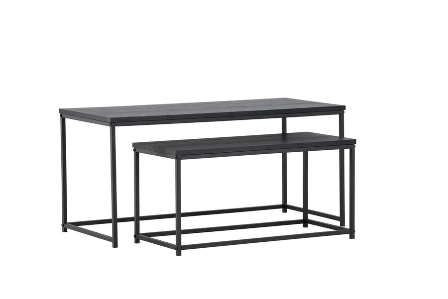 Sofabord Stål Bord 1: 100 cm Bord 2: 75 cm x Bord 1: 43 cm Bord 2: 33 – svart