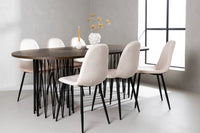 Spisestol 2-pakk + Spisebord ovalt 220 x 100 – beige og mokka