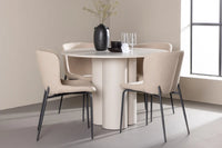 Spisestol Modesto & Olivia 2-pakk + Spisebord rundt ⌀110 – beige
