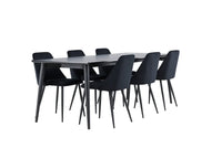 Spisestol 2-pakk + rektangulært spisebord 230 x 85 – svart