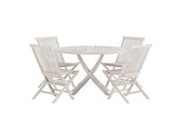Spisestol Kenya 2-pakk + Spisebord rundt ⌀120 – whitewash