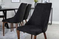 Spisestol Leone & Marina 2-pakk + rektangulært spisebord 180 x 90 – svart