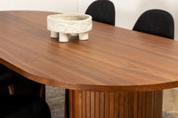 Spisegruppe Bianca & Polar Oval 200 x 90 + spisestol 2-pakk – valnøtt og svart