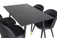 Spisegruppe Dipp & Velvet 120 x 85 + 2-pakk spisestoler – svart
