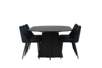 Spisegruppe oval 230 x 115 + 2-pakk spisestol – svart