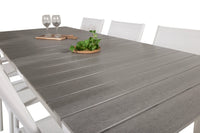 Spisebord Levels & Santorini rektangulært 229 × 100 + spisestol 2-pakk – hvit