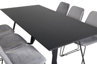 Spisestol Muce & Marina 2-pakk + Spisebord Muce & Marina 180 x 90 – grå og svart
