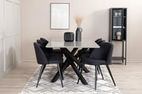Spisestol Velvet & Piazza 2-pakk + rektangulært spisebord 180 x 90 – svart
