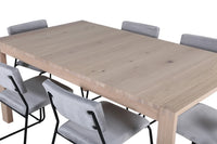 Spisegruppe Slider & Kenth rektangulær 170 x 95 med 2-pakk spisestoler – hvitkalket og grå