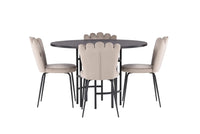 Spisestol Limhamn & Copenhagen 2-pakk + Spisebord rundt ⌀115 – beige og svart