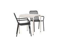 Kafégruppe Borneo & Peking 70 x 70 + 2-pakk spisestoler – beige og svart