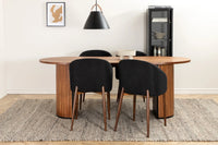 Spisestol Arch & Bianca 2-pakk + Spisebord ovalt 200 x 90 – svart og valnøtt