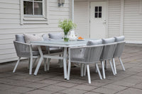 Spisegruppe Virya 200 × 100 + spisestol 2-pakk – hvit og grå