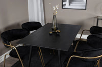 Spisestol Arrow & Dipp 2-pakk + Rektangulært spisebord 120 x 85 – svart