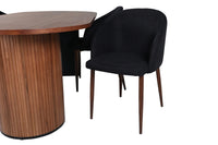 Spisestol Arch & Bianca 2-pakk + Spisebord ovalt 200 x 90 – svart og valnøtt