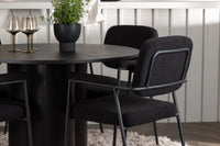 Spisegruppe Olivia rund ⌀110 + 2-pakk spisestoler – svart