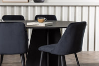 Spisegruppe oval 230 x 115 + 2-pakk spisestol – svart
