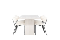 Spisestol Chico & Olga 2-pakk + Rektangulært spisebord 200 x 90 – hvit