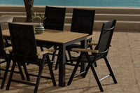 Posisjonsstol Panama 2-pakk + Rektangulært spisebord 152 x 90 – svart