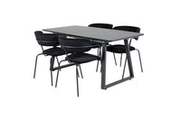 Spisestol Arrow & Inca 2-pakk + rektangulært spisebord 160 x 85 – svart