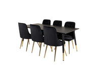 Spisegruppe Dipp & Velvet Deluxe 180 x 90 med 2-pakk spisestoler – svart