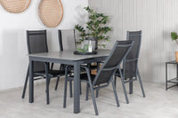 Spisegruppe Levels & Copacabana 160 x 100 + reklinerstol 2-pakk – svart