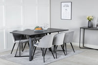 Spisegruppe Velvet & Marina 2-pakk 180 x 90 – grå og svart