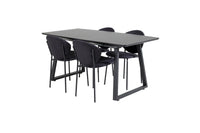 Spisestol Vault & Inca 2-pakk + Rektangulært spisebord 160 x 85 – svart
