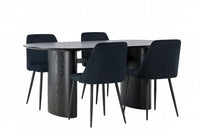 Spisegruppe oval 180 x 90 med 2-pakk spisestol – svart