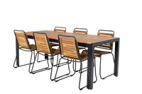 Spisegruppe Bois 205 x 90 + spisestoler 2-pakk – natur