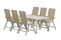 Spisegruppe Giardini & Panama 200 x 90 + posisjonsstol 2-pakk – beige