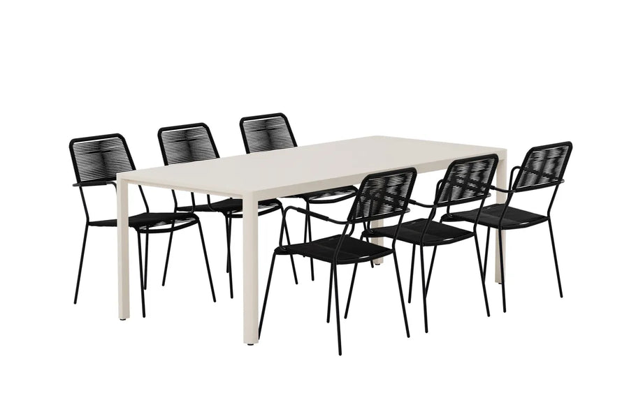 Spisegruppe 2-pakk 200 x 90 – svart og beige