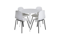 Spisestol Arctic & Plaza 2-pakk + Spisebord rundt ⌀100 – hvit