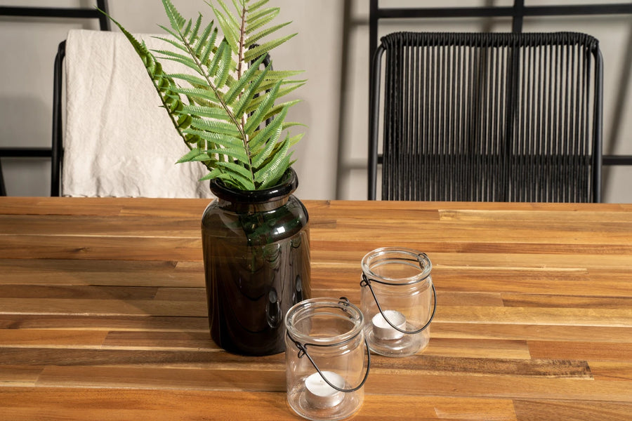 Spisegruppe Bois rektangulært spisebord 205 x 90 + spisestoler 2-pakk – natur og svart