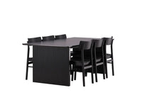 Spisestol 2-pakk + rektangulært spisebord 200 × 100 – svart