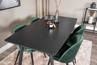 Spisestol Velvet & Inca 2-pakk + Spisebord 160 x 85 – grønn og svart
