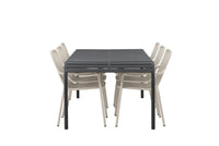 Spisegruppe Borneo & Peking 200 × 100 + 2-pakk spisestoler – svart og beige
