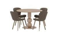 Spisegruppe Lilja & Boule 2-pakk + Rundt spisebord Ø110 – brun