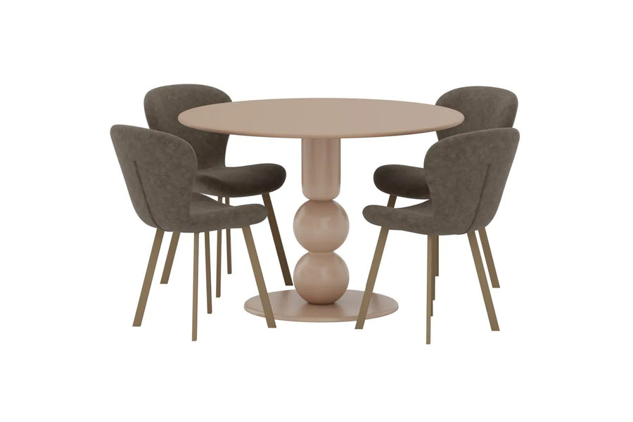 Spisegruppe Lilja & Boule 2-pakk + Rundt spisebord Ø110 – brun