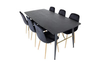 Spisebord Gold & Polar rektangulært 180 x 85 + spisestol 2-pakk – svart