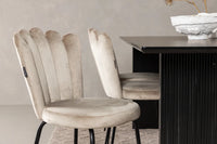 Spisestol Limhamn & Vail 2-pakk – beige + rektangulært spisebord 200 × 100 – svart