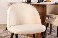 Spisegruppe Bianca & Velvet Rund ⌀110 + 2-pakk spisestoler – valnøtt og beige