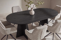Spisegruppe oval Bootcut & Manchi 230 x 115 + spisestol 2-pakk – svart og brun