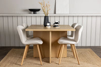 Spisegruppe Leo & Lilja rektangulær 100 x 100 med 2-pakk spisestoler – natur og beige