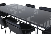 Spisestol 2-pakk + Rektangulært spisebord 200 x 90 – svart
