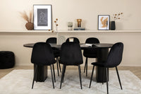 Spisegruppe Bianca & Polar oval 200 x 90 + spisestol 2-pakk – svart