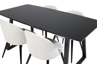 Spisegruppe Inca & Velvet 160 x 85 med 2-pakk spisestoler – svart og krem