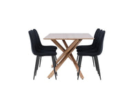 Spisestol Polar & Piazza 2-pakk + Rektangulært spisebord 180 x 90 – svart og mocca